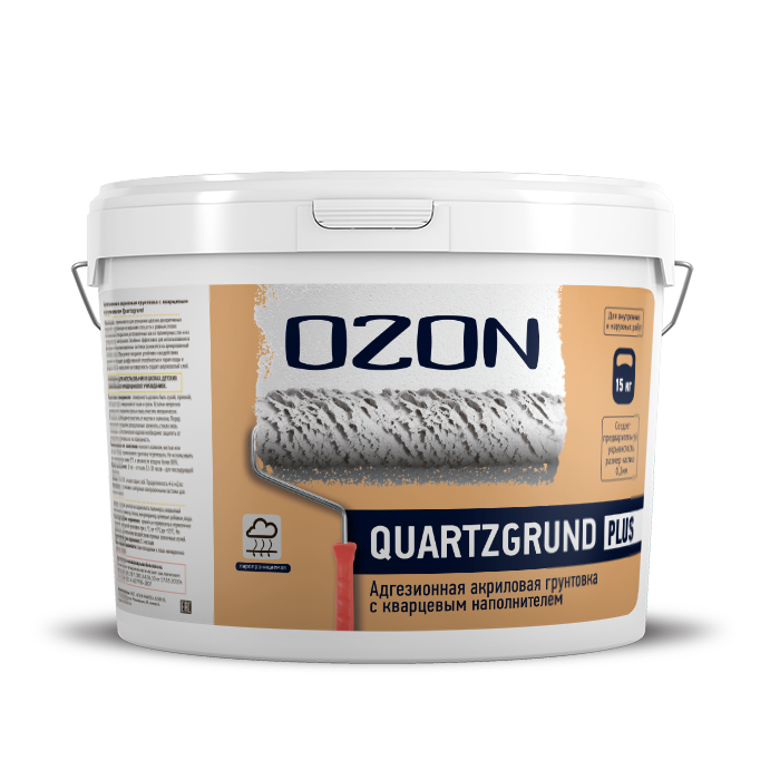 Кварц-грунт для декоративной штукатурки высокоукрывистый OZON Quartzgrund Plus ВД-АК-033-15 белая  обычная